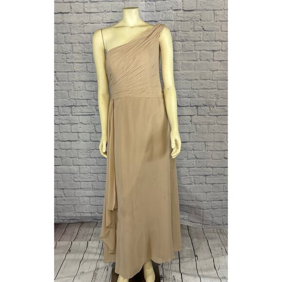 B2 Jasmine Poly Chiffon Long Bridesmaid Dress One-Shoulder Neckline size 14 n - Picture 9 of 10